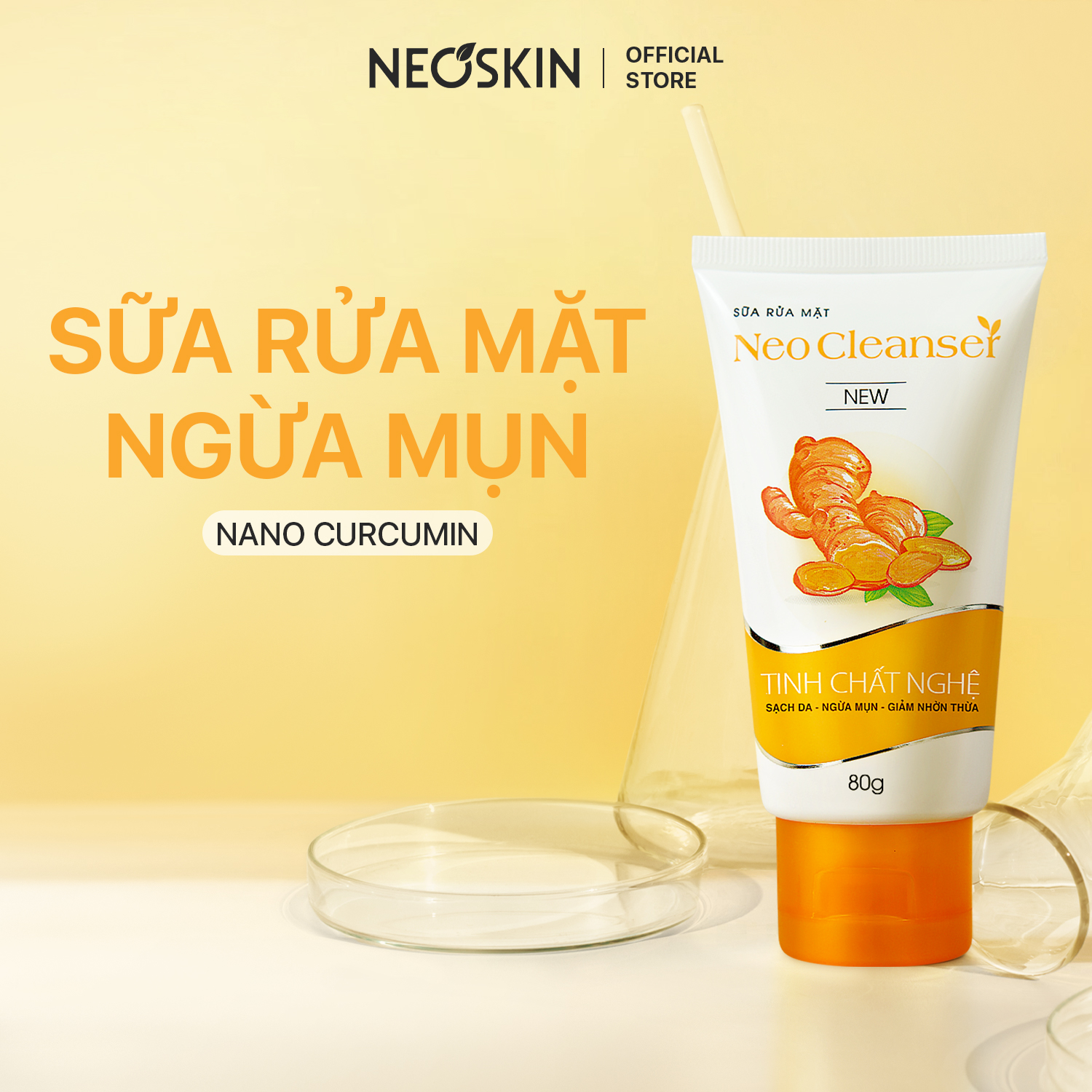 Sữa Rửa Mặt Nghệ Ngừa Mụn Giảm Dầu Làm Mờ Vết Thâm NEOCLEANSER Dành Cho Da Dầu Mụn 86gr Tuýp