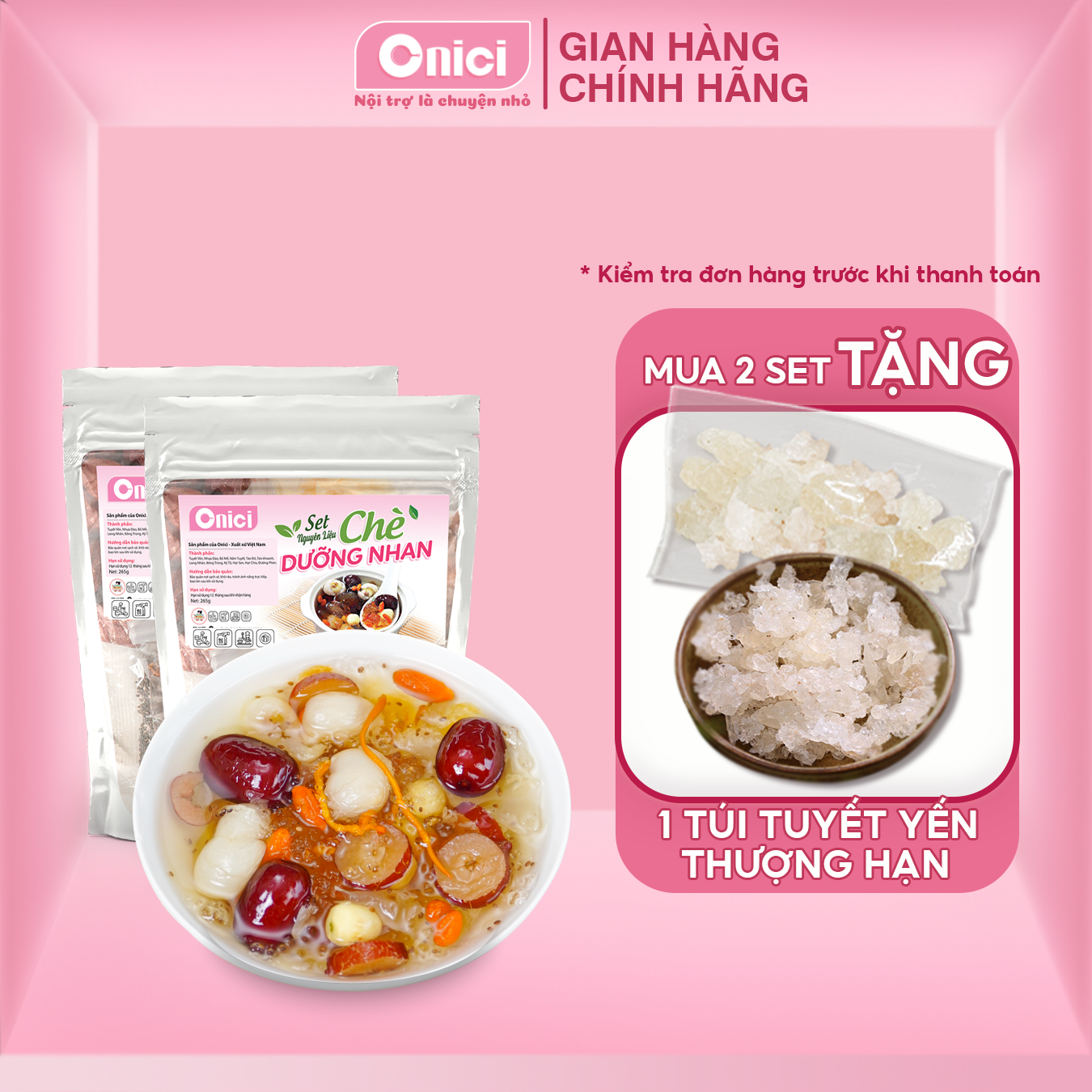 Chè Tuyết Yến Dưỡng Nhan 250gr Set nguyên liệu NẤU 12-15 CHÉN BẾP CỦA MẸ - ONICI