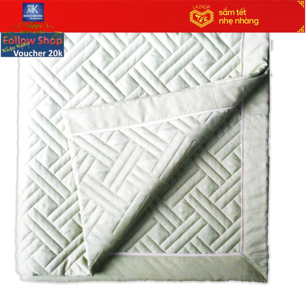 (FreeShip MAX) Mền 4 mùa chần gòn cotton 190cmx210cm (Xanh cốm)