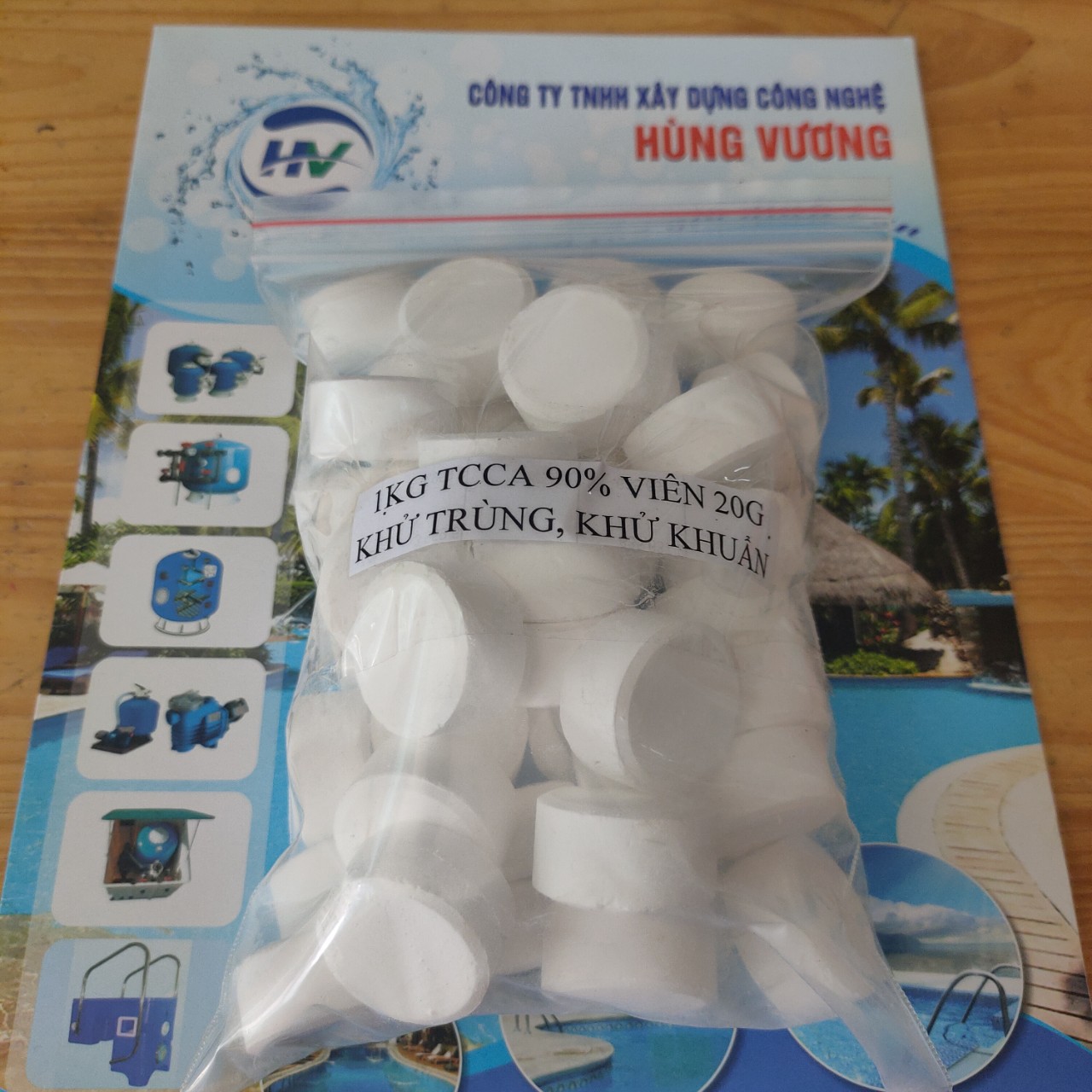 Clorine dạng viên 20gam - 1kg Hóa chất Clorine dạng viên xử lý nước bể bơi - Clo viên