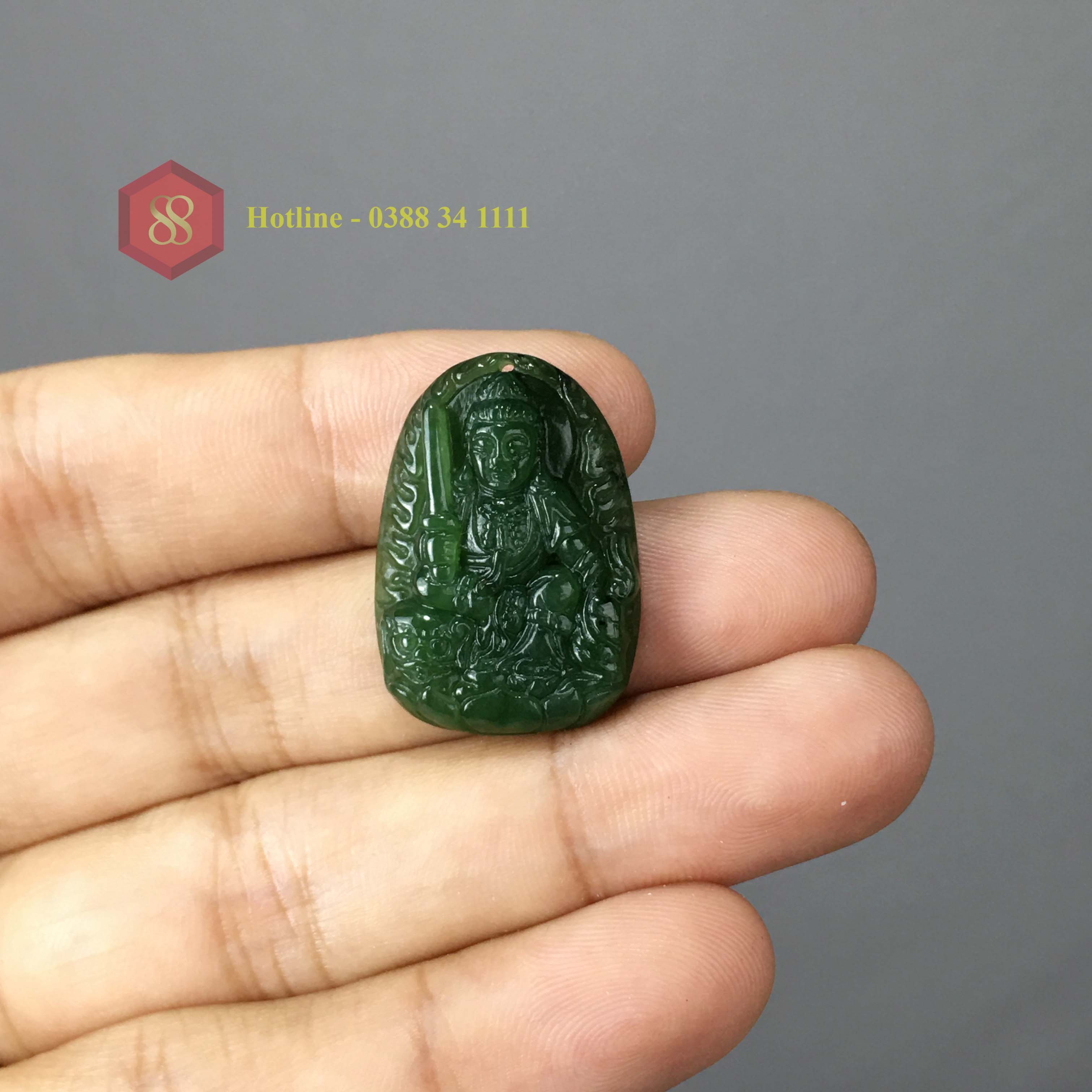 Mặt dây chuyền phật tuổi mão đá ngọc bích tự nhiễn size nhỏ