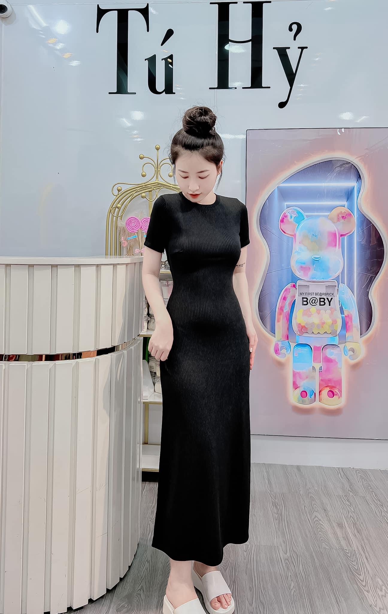Đầm thun len tăm đơn giản nhiều màu cổ tròn váy basic dáng dài qua gối đầm ôm body sang chảnh tôn dáng