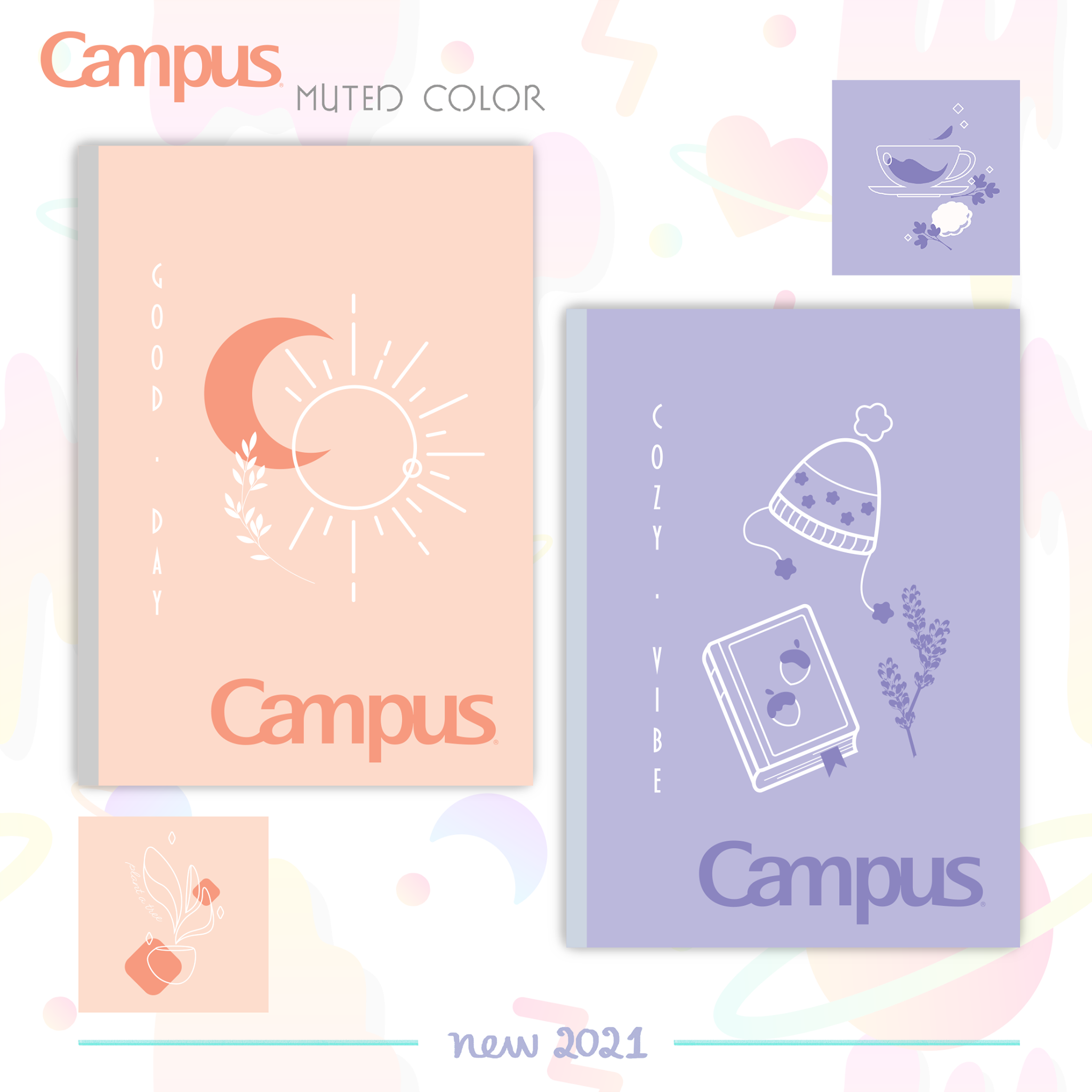 Vở Kẻ Ngang Không Chấm 80 Trang Campus MUTED COLOR – Định Lượng 70g/m2 - Gáy Dán- MUC80