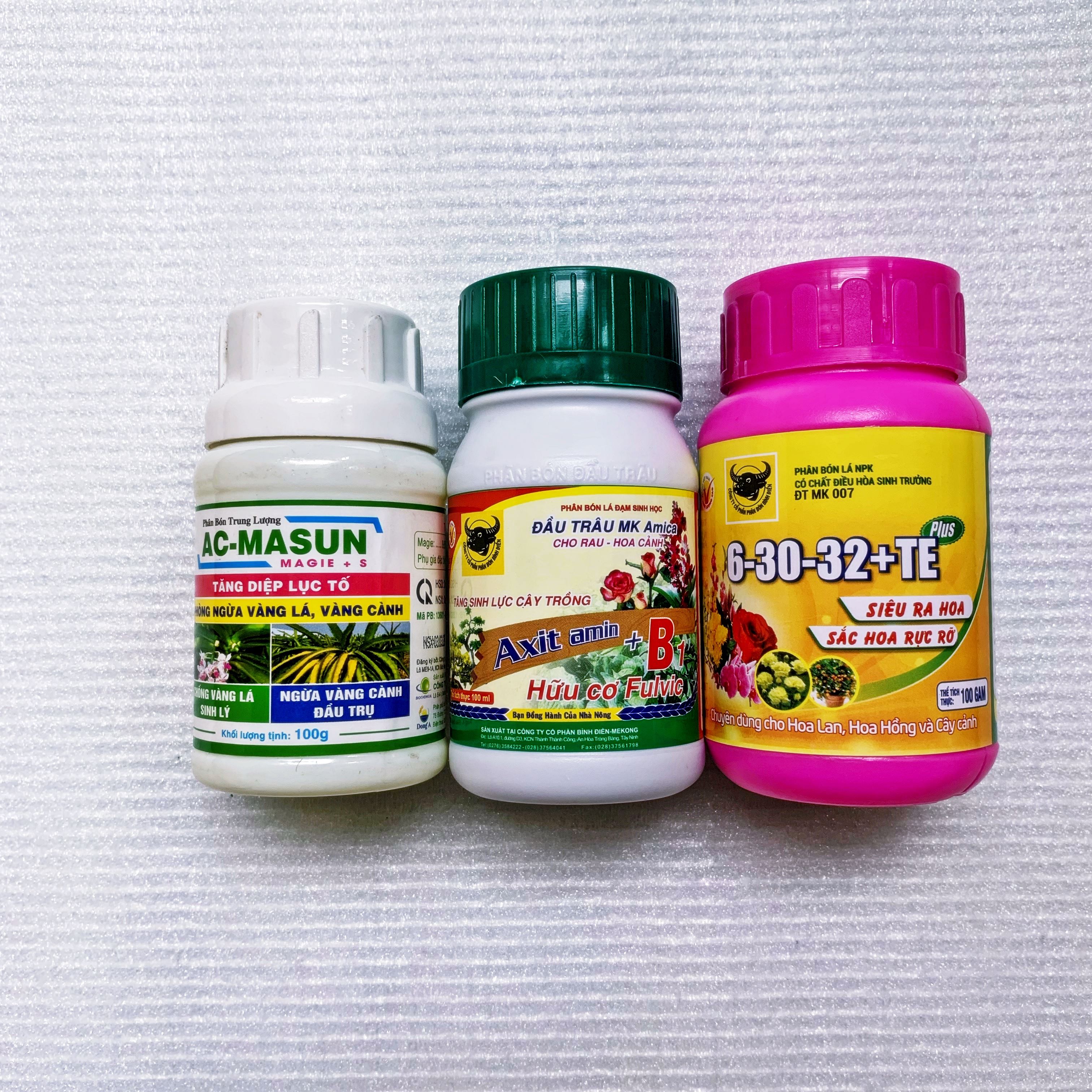 Bộ 3 Lọ Phân Bón Giúp Tăng Đề Kháng , Phòng Ngừa Vàng Lá Vàng Cành Và Bổ Sung Dưỡng Chất Cho Hoa Lan, Hoa Kiểng, Rau Sạch