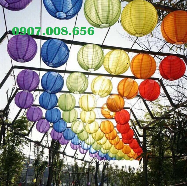 10 Đèn lồng vải cầu tròn 30cm chịu nước giá rẻ, đủ màu