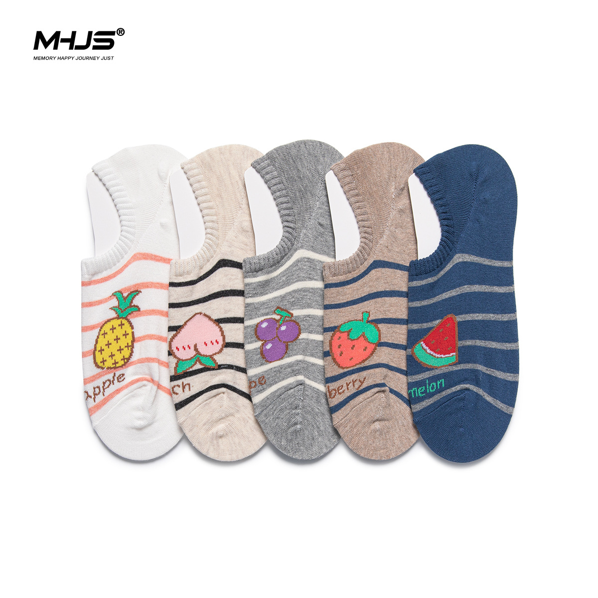 Tất lười nữ vớ ẩn nữ có gót chống trượt cotton in hình trái cây dễ thương Hàn Quốc