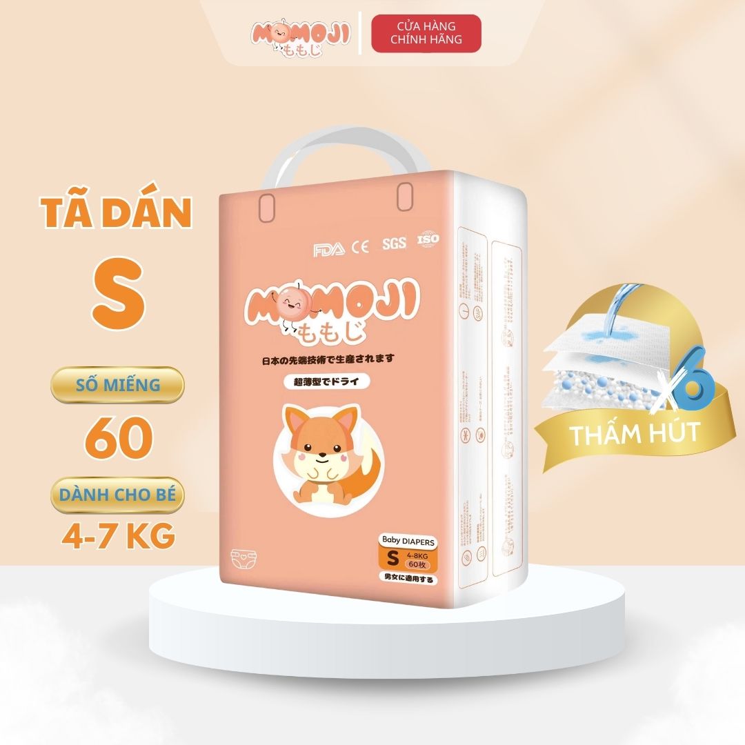 Tã bỉm dán momoji siêu thấm hút s60