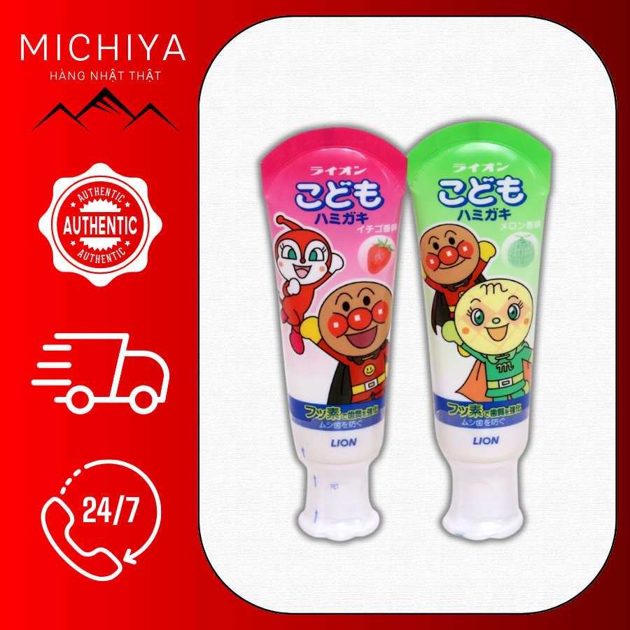 Kem đánh răng cho bé nuốt được Lion Nhật Bản 40g, Kem đánh răng Lion Nhật Bản cho bé nuốt được