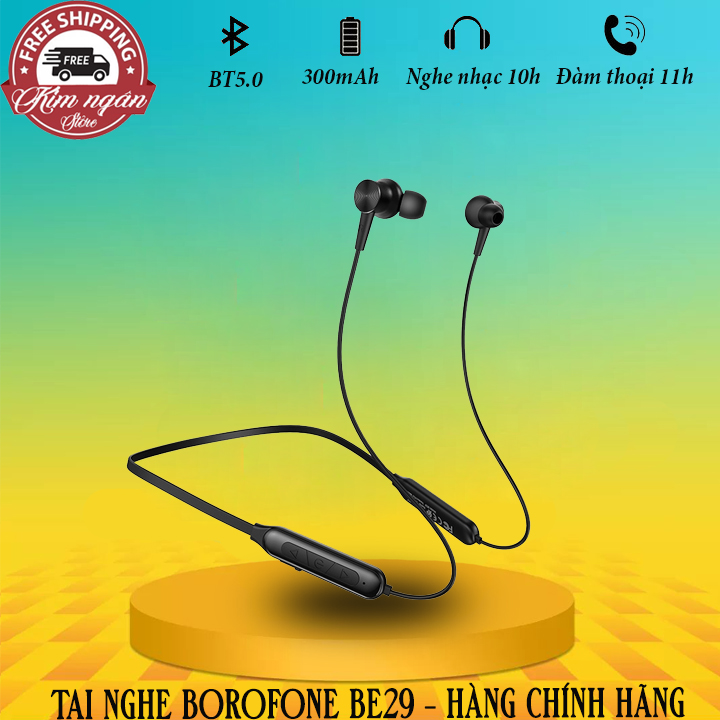 Tai nghe bluetooth thể thao Borophone BE29 Joyous 10 giờ nghe nhạc / cuộc gọi và 120 giờ ở chế độ chờ, phát lại không dây và thẻ TF