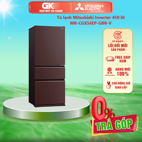 Tủ lạnh mitsubishi inverter mr-cgx56ep-gbr-v 450 lít - giao toàn quốc - freeship hcm