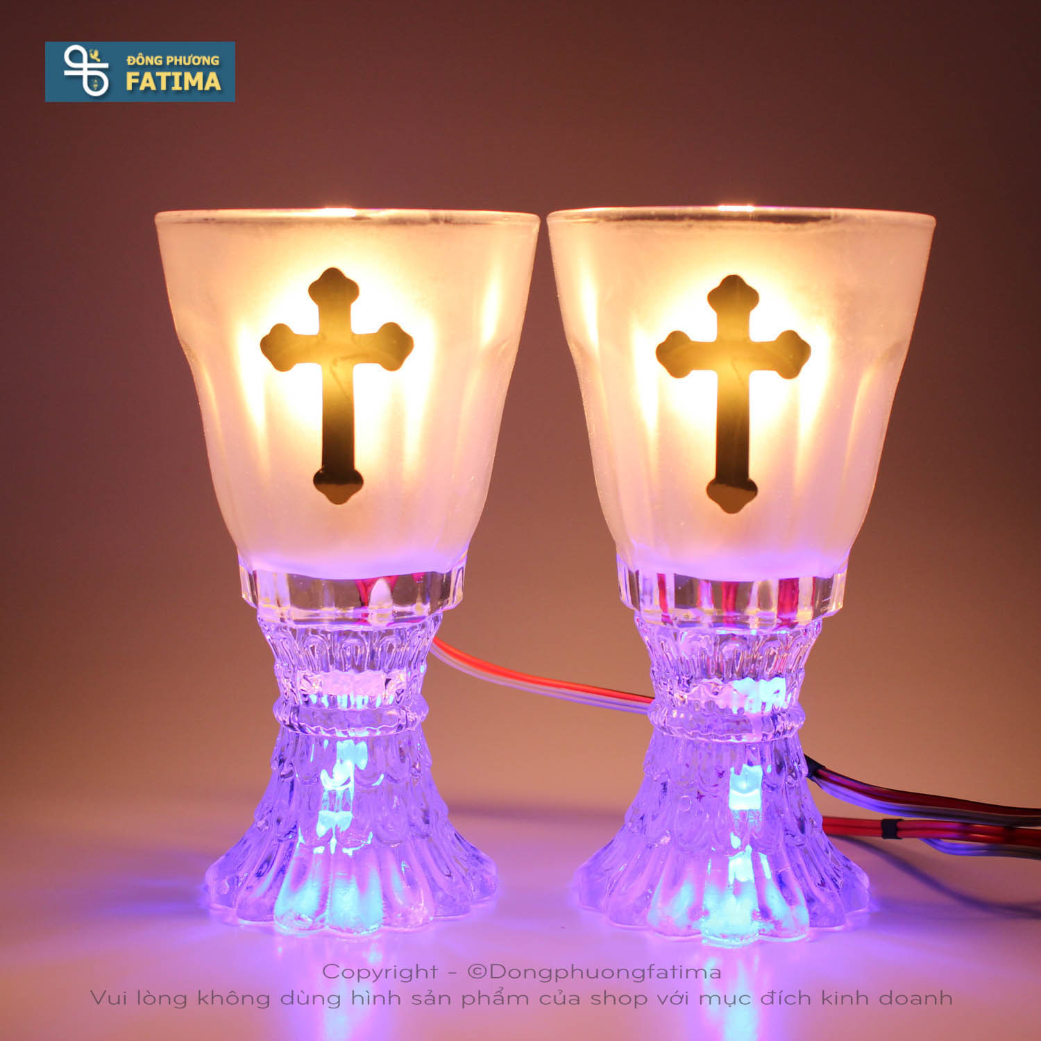 2 cây ly đèn điện k2 - đèn bàn thờ đông phương fatima