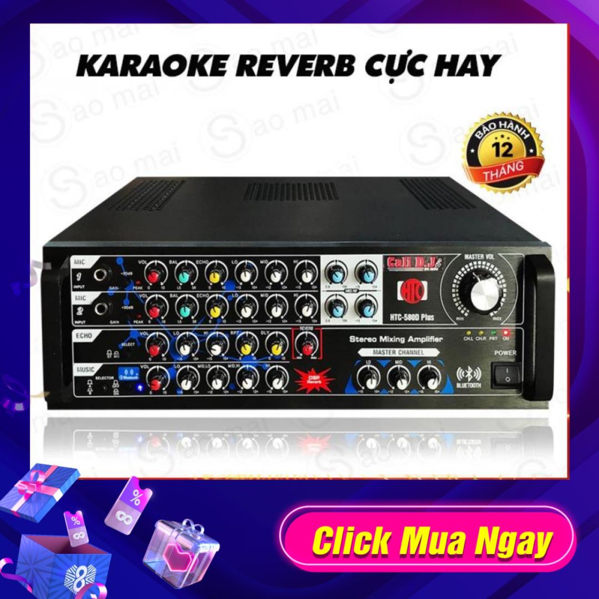 [ CÓ VIDEO NỘI THẤT ] Ampli Bluetooth, Amply Karaoke REVERB Cali D.J HTC-580D Plus Hàng Cao Cấp, Echo Reverb giúp bạn hát như trên sân khấu.