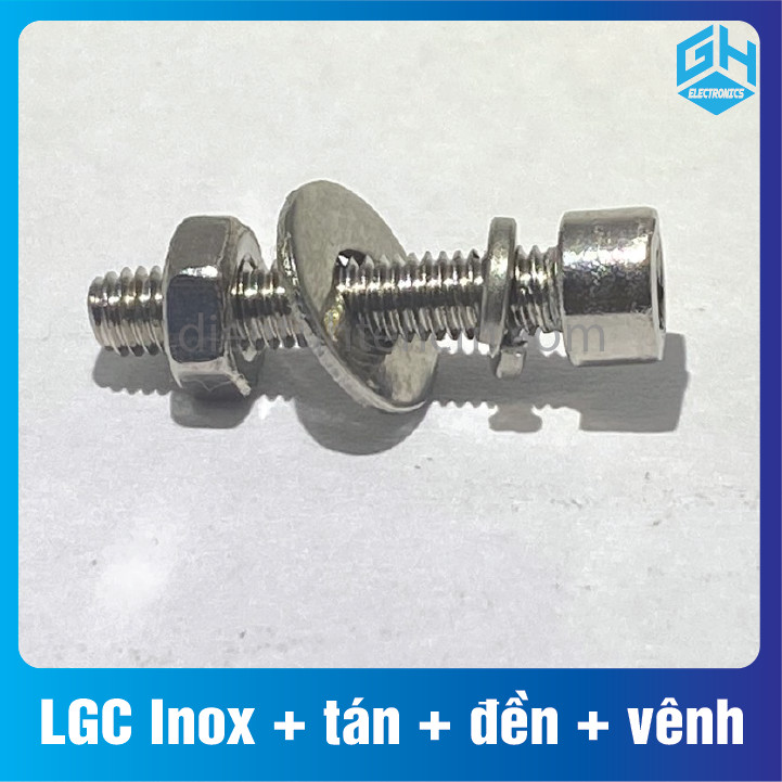 COMBO 5 con M3 Ốc lục giác chìm Inox (Bulong lục giác) kèm tán, long đền, long vênh(chất inox 201)