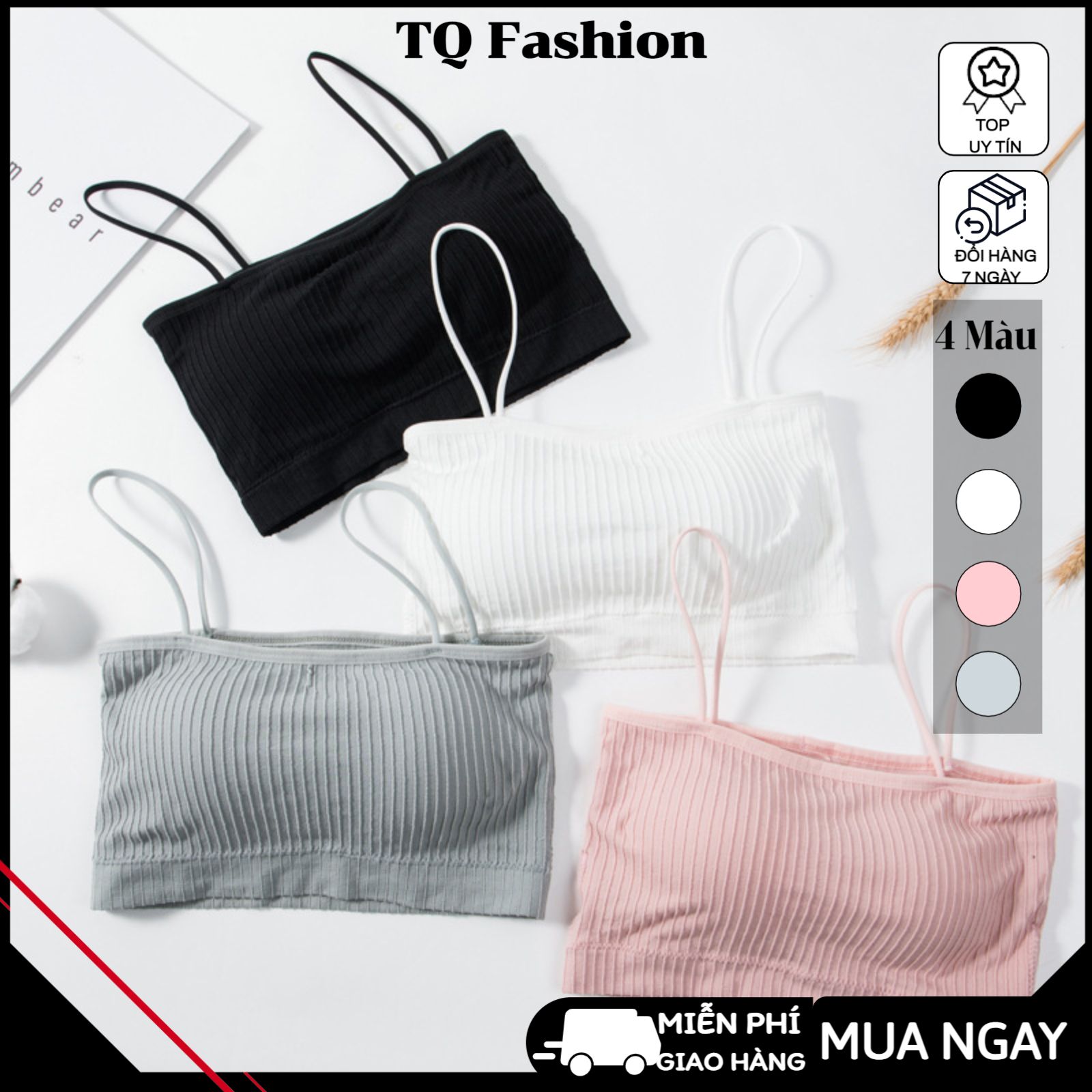 Áo bra 2 dây gân - Áo Bra Quây Gân Tăm - [BRA] Bra Cotton Co Dãn 4 Chiều - Đồ Lót Nữ SG-TQ FaShion-