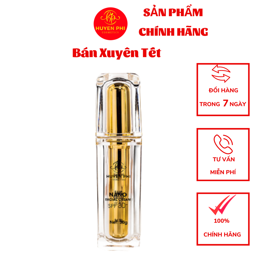 [HCM]Kem Face Nano Huyền Phi Dưỡng Trắng Da  Chống Kích Ứng Làm Mềm Duy Trì Độ Ẩm  Ngăn Ngừa Lão Hóa Da Làm Mờ Các Vết Thâm  Chống Nắng Hiệu Quả  SPF30+. Mua Kem Face Nano Tặng Mặt Nạ Trắng Da