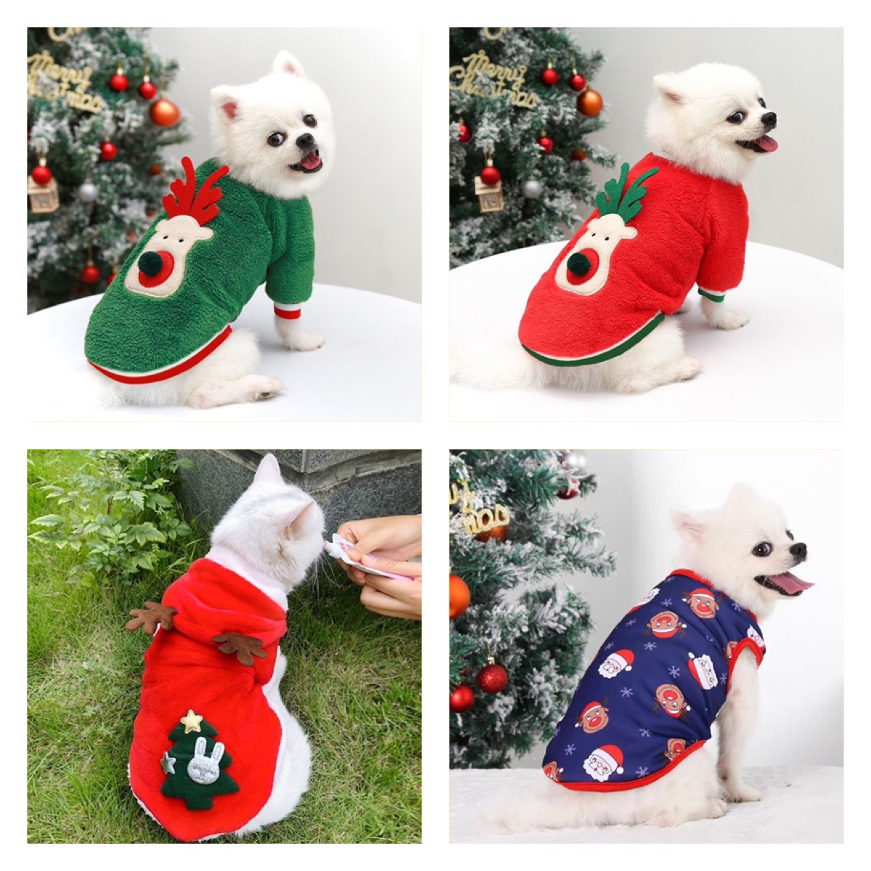 Áo giáng sinh cho chó mèo, áo noel thời trang ấm áp, chất liệu mềm mịn