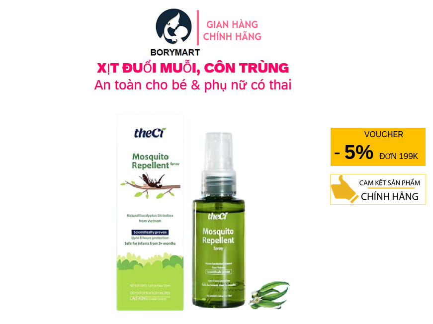 Xịt chống muỗi TheCi 50ml đuổi muỗi, côn trùng, an toàn cho bé và phụ nữ có thai