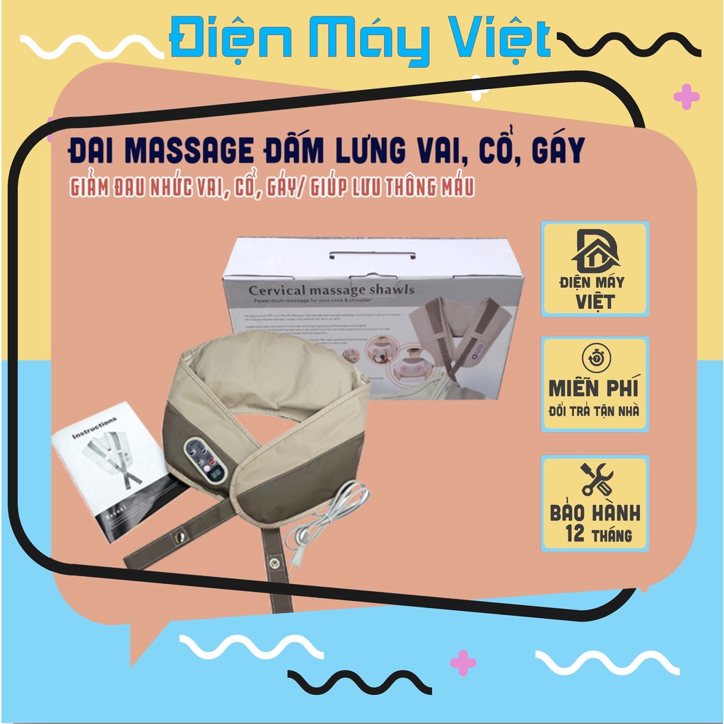 Máy massage đấm lưng vai cổ gáy, đai massage toàn thân cao cấp - Bảo Hành 12 tháng