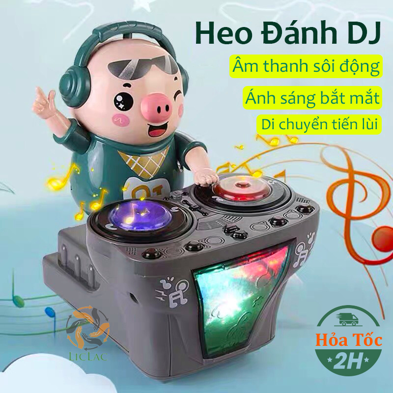 Đồ chơi Heo DJ đánh nhạc di chuyển tiến lùi vui nhộn, Đồ chơi cho bé Chú Heo Chơi DJ có Nhạc và Đèn, Đồ chơi Heo dễ thương nhảy theo nhạc - LICLAC