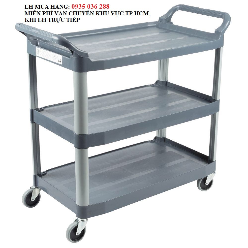 Xe đẩy phục vụ thức ăn 3 tầng bằng nhựa