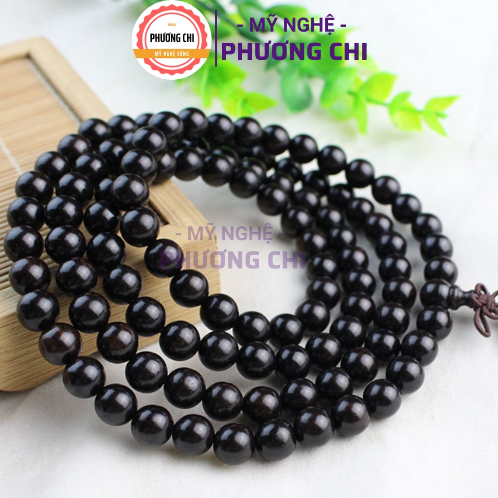 Vòng đeo tay chuỗi tràng 108 hạt sừng đen tặng kèm hộp - vòng sừng phong thủy - mỹ nghệ phương chi