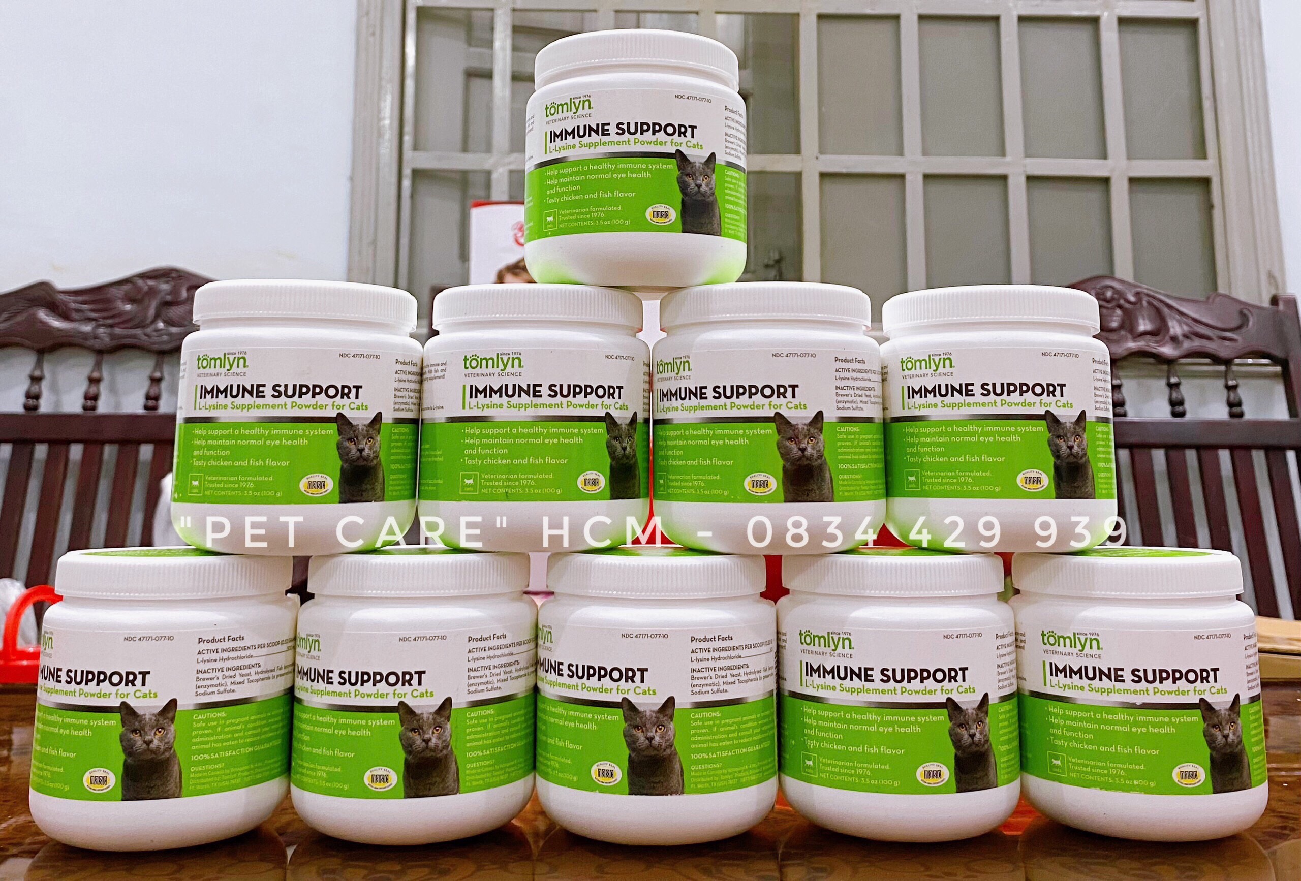 Bột tomlyn tăng đề kháng hỗ trợ hô hấp cho mèo - tomlyn l-lysine immune support - hũ 100g