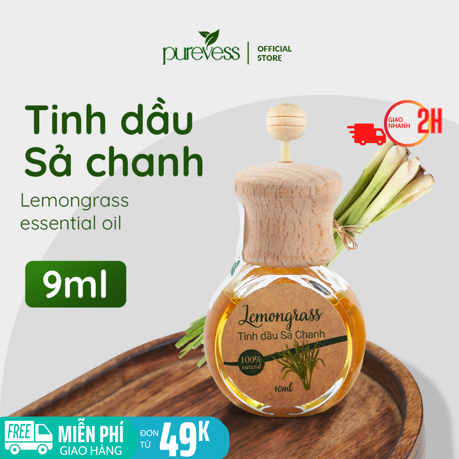 Tinh dầu sả chanh treo xe ô tô, tinh dầu thơm phòng – Purevess gian hàng chính hãng
