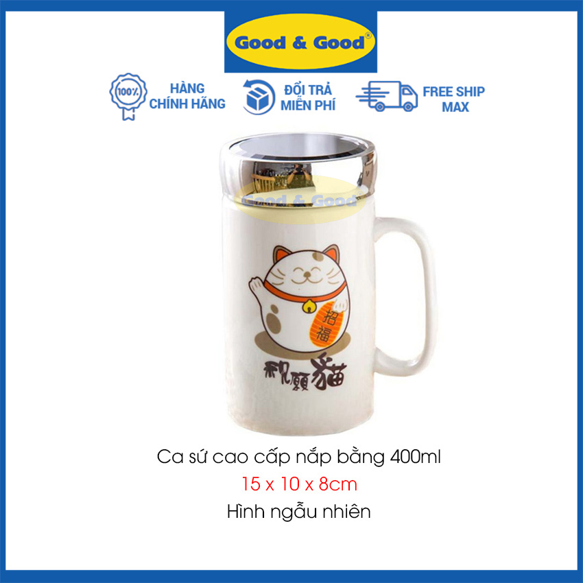 Cốc ly sứ có nắp GOOD & GOOD dễ thương cốc sứ đẹp ly uống nước ly nước cute
