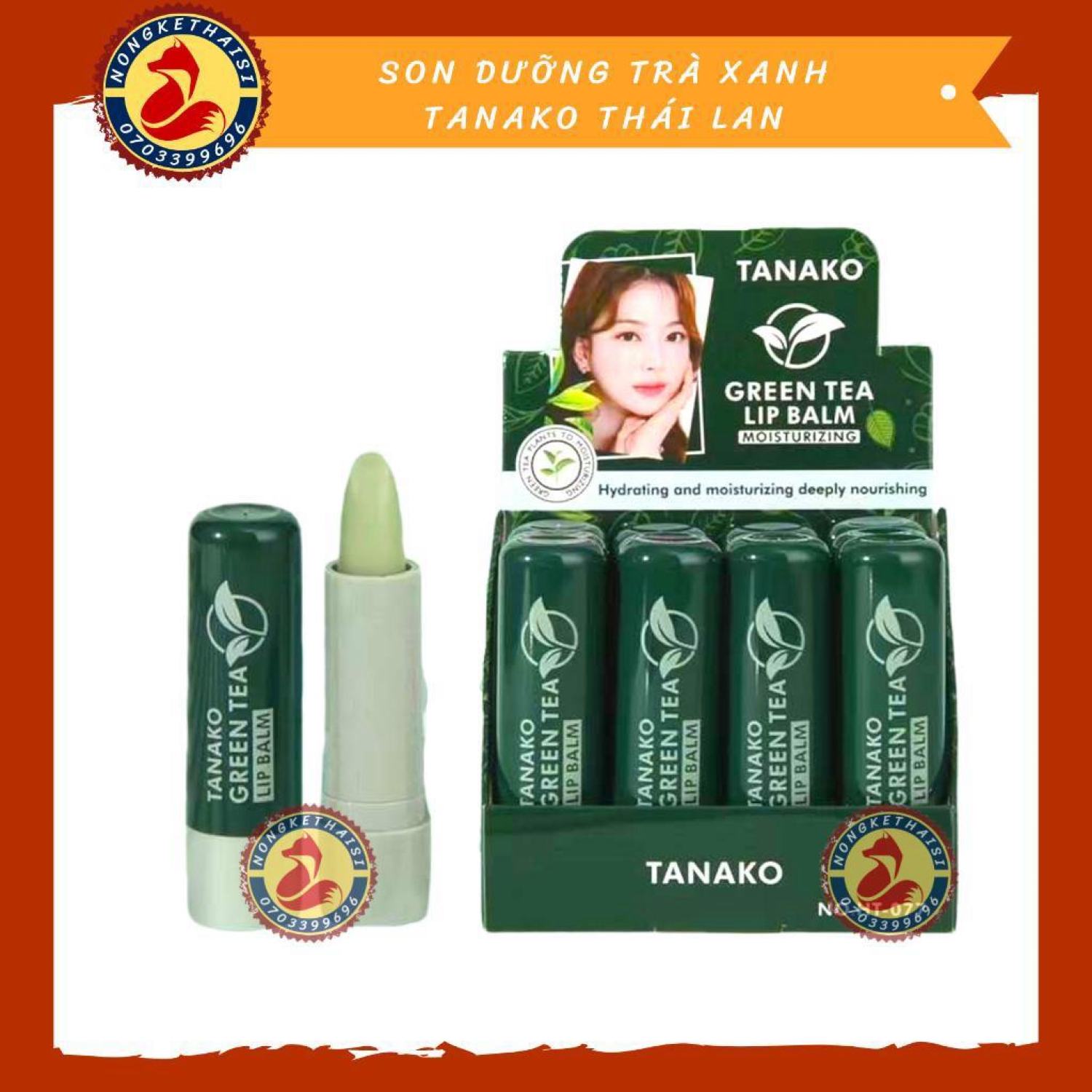 Son dưỡng môi trà xanh green tea lip balm tanako thá¡ lan
