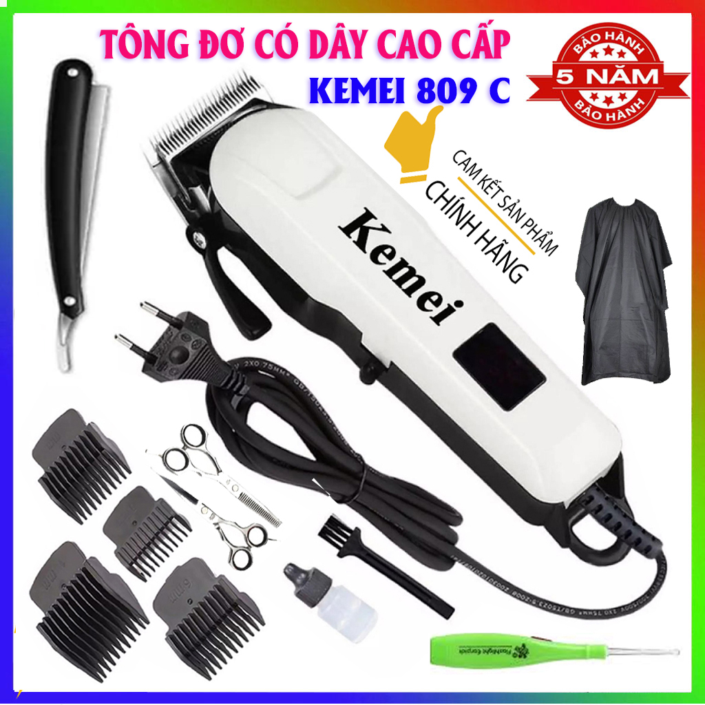 Tông Đơ, Tăng Đơ Cắt Tóc Có Dây Kemei Km 809C, Máy Hớt Tóc Gia Đình, Trẻ Em, Chuyên Nghiệp Bảo Hành 5 Năm