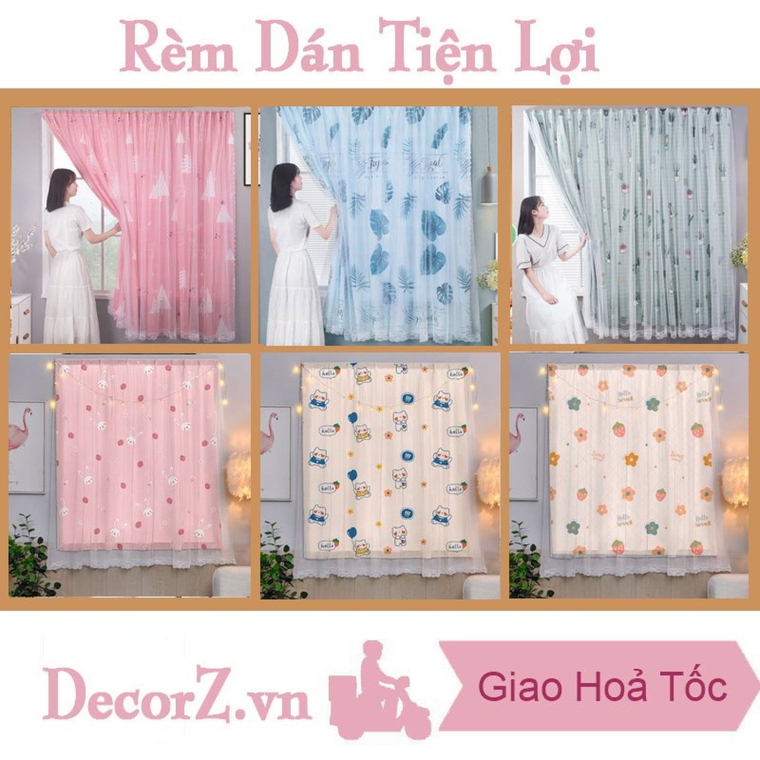 Rèm cửa sổ 2 lớp dán tường mẫu mới Rem Cua Dan Tuong Treo Cua So kích thước may sẵn