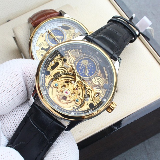 Đồng hồ nam máy cơ dây da Tevise chạy full kim automatic , chống xước - chống nước , full box, Bảo hành 3 năm Không có đánh giá