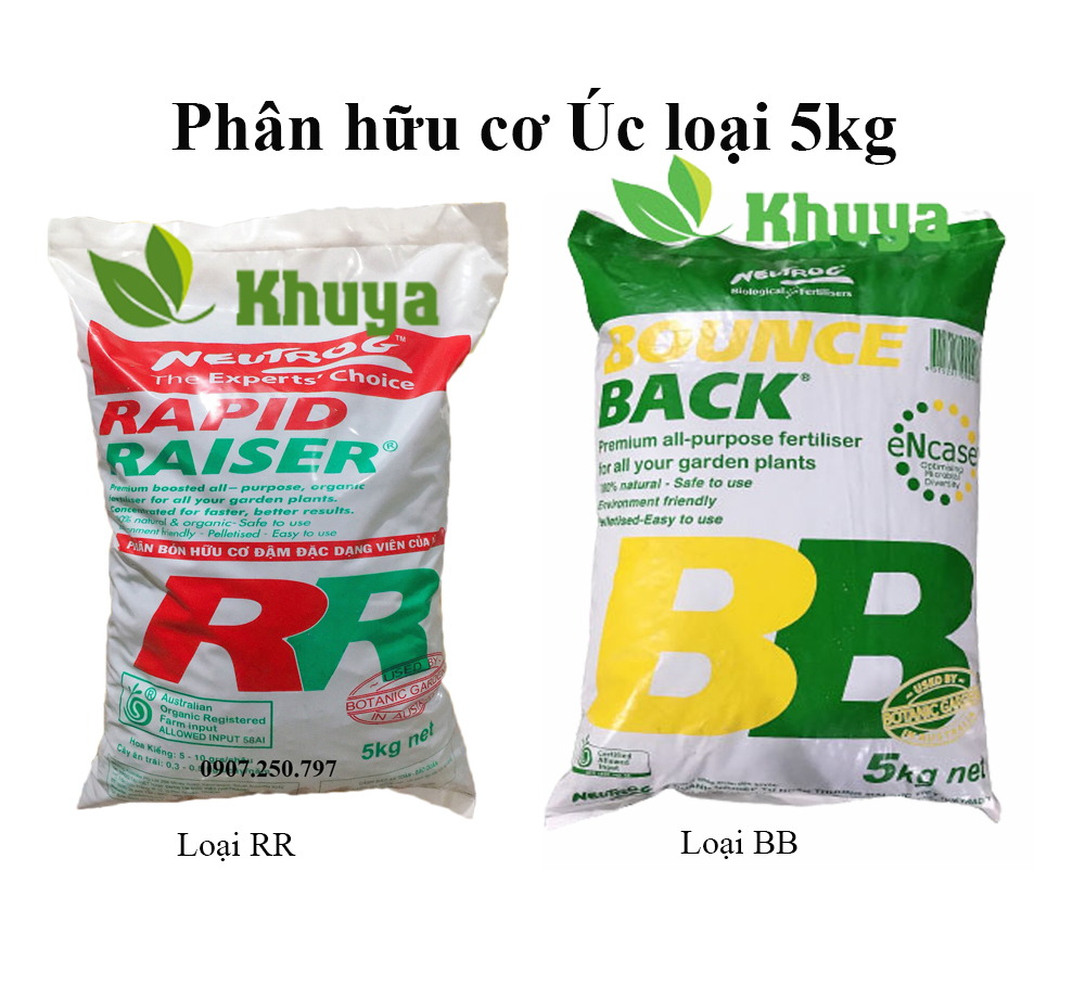 Phân bón hữu cơ Úc RR và BB loại 5kg dạng viên