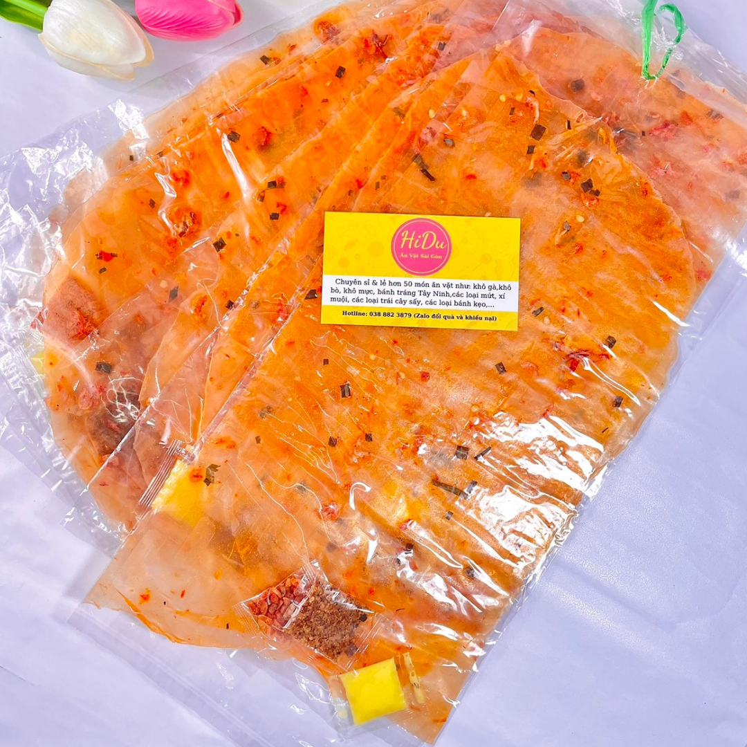 Bánh tráng bơ dẻo muối tỏi tây ninh  xâu 13 cái Ăn vặt HiDu vừa ngon vừa rẻ