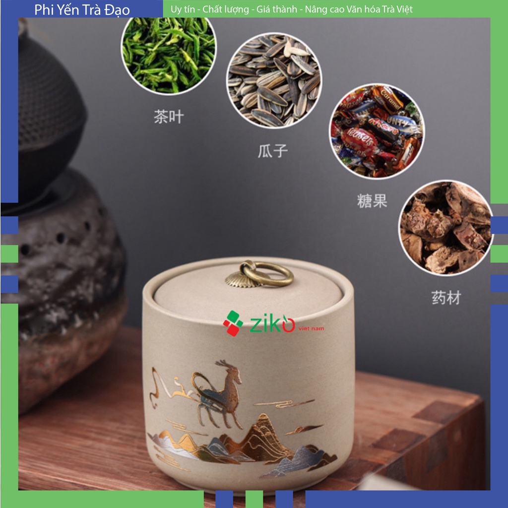 Hũ Đựng Trà Tử Sa Hũ trà nham sa 550ml màu sữa nham sa sang trọng Hà Nội 4 mẫu giao ngẫu nhiên