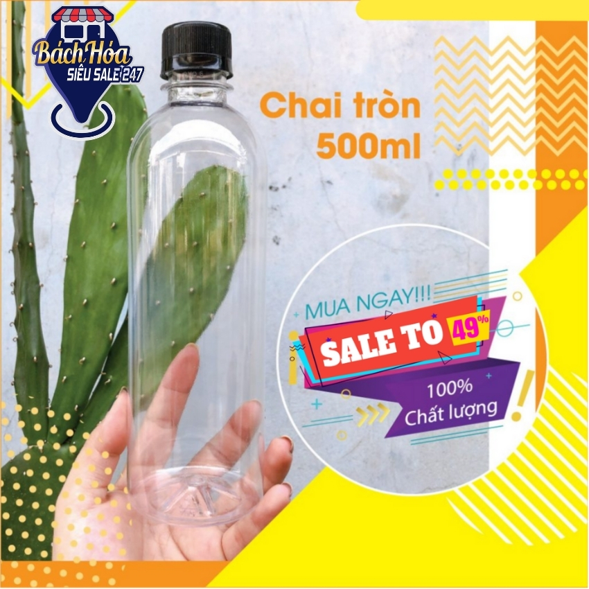 [SIÊU SALE] [COMBO 5 CHAI] Chai Nhựa MIZUKI 500ml - TRÒN [MTK500] + Quà Tặng Tem dán chai/ Phiếu ship hàng in sẵn