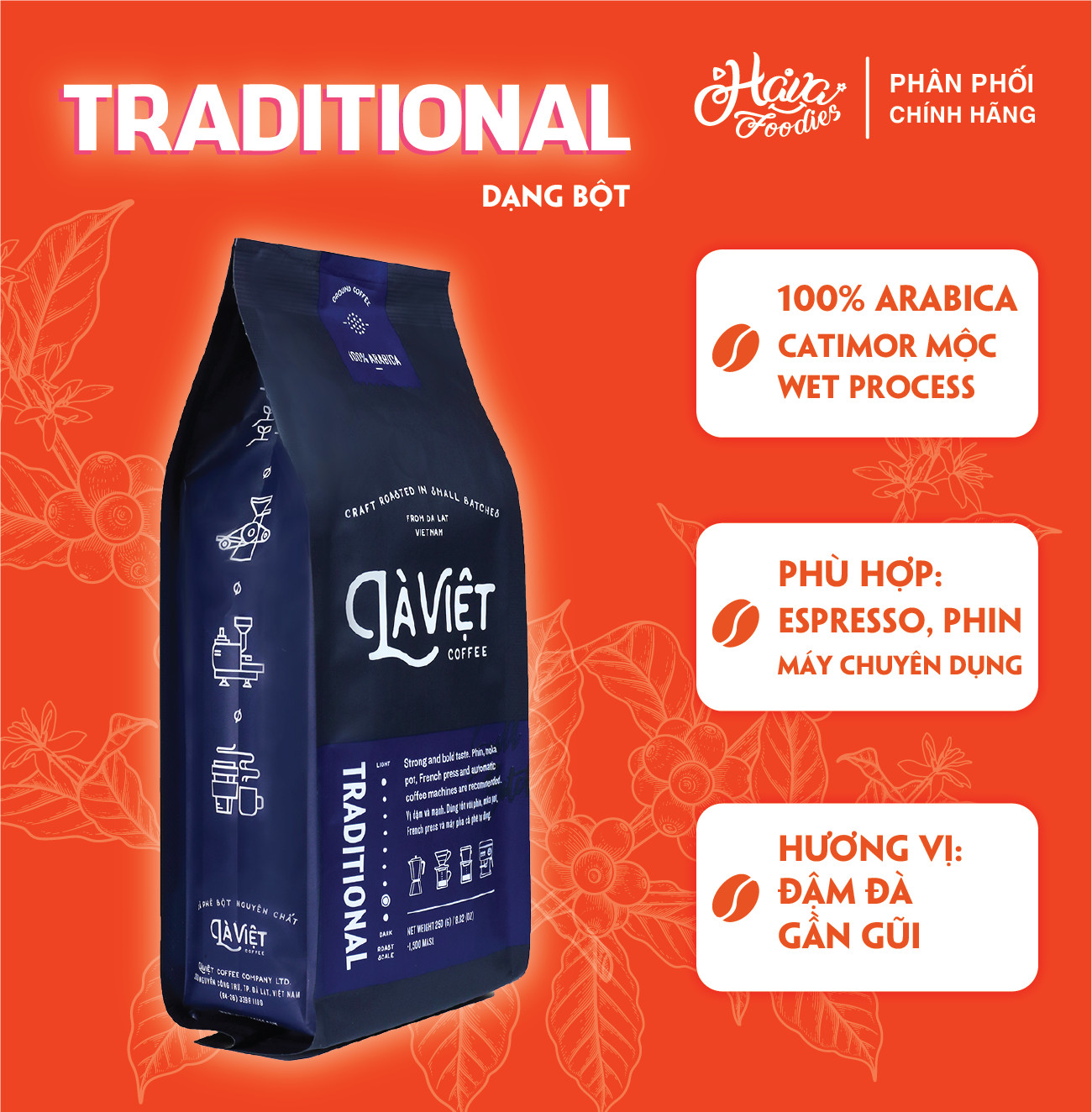 Cà phê bột là việt traditional 100% arabica 250g vị truyền thống