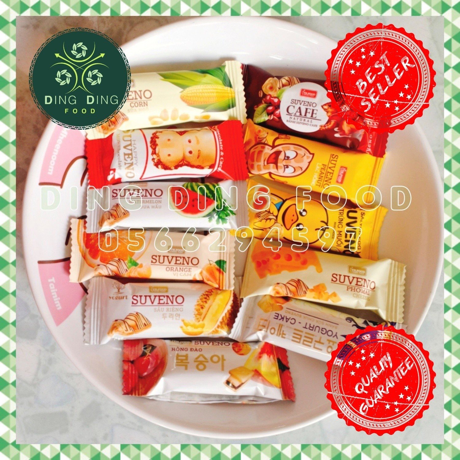 Mới - 500g Tổng Hợp Các Vị Bánh Sữa Chua Xốp Giòn Suveno Mix Vị, Bánh Xốp Thiên Thảo, Ăn Vặt Siêu Ngon, DING DING FOOD