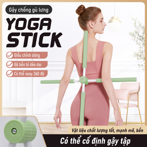 BG - Gậy tập thẳng lưng, vai, chống gù tập yoga gậy chống gù lưng tập yoga bằng thép không gỉ