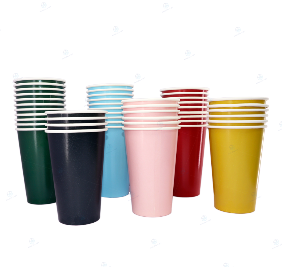 Ly giấy 16oz~472ml - Lốc 50 ly giấy có in màu đơn sắc nhiều màu