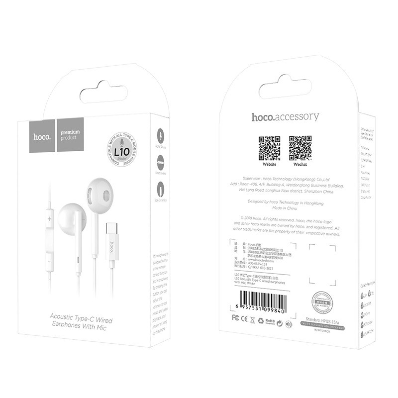 Tai nghe dây hoco l10 chân type c bảo hành 6 tháng 1 đổi 1