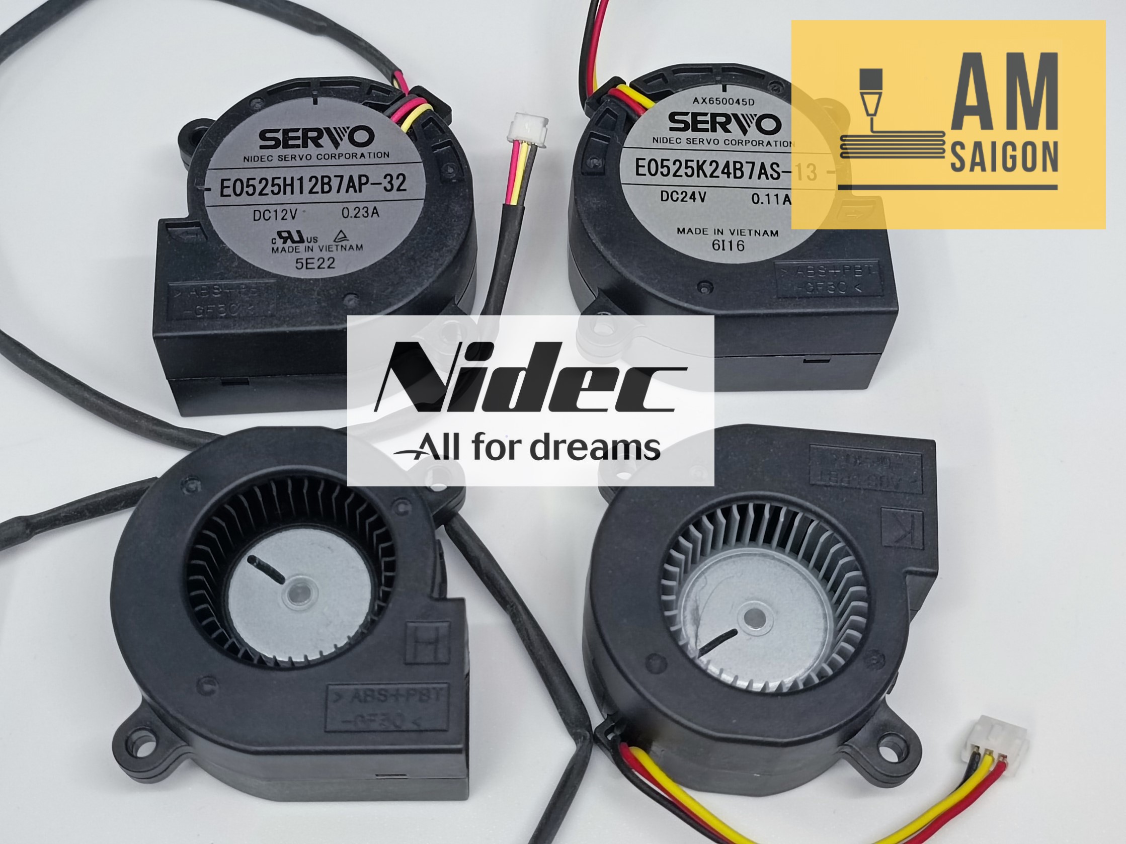 Quạt sò tản nhiệt fan nidec servo 12v 24v 5cm 5025 hàng nhật mới xịn