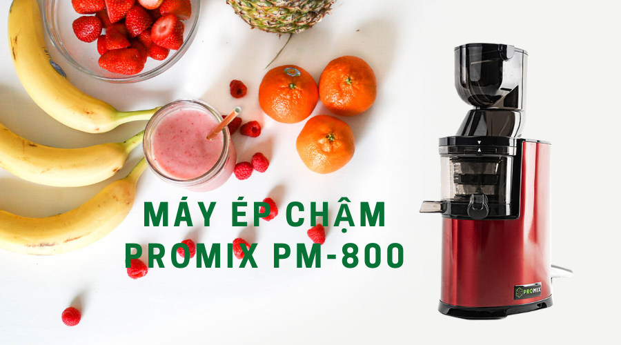 Máy ép hoa quả chậm Promix PM-800 công suất lớn 400W màu đỏ sang trọng dễ dàng sử dụng vệ sinh