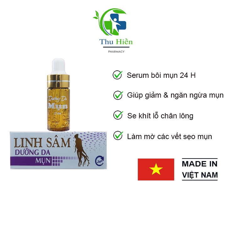 Kem bôi mụn 24h linh sâm mụn, giảm mụn, làm mờ vết sẹo mụn, se khít lỗ chân lông ( 5 ml )