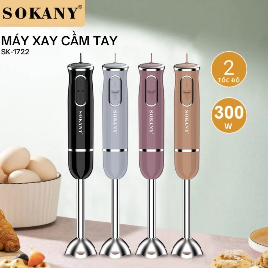 Máy xay cầm tay sokany w1722/w1705/w1709 là thiết bị không thể thiếu trong mọi gian bếp đa chức năng: xay nghiền đánh tơi trộn ... máy xay cầm tay sokany w1722/w1705/w1709. bảo hành 1 tháng.
