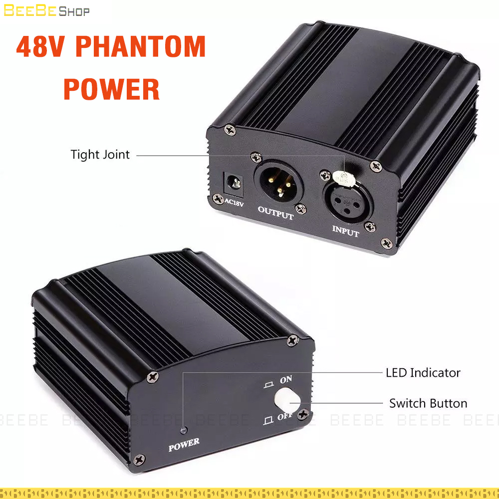 Phantom power 48v - nguồn cung cấp 48v cho micro condenser, hỗ trợ thu âm, livestream, karaoke