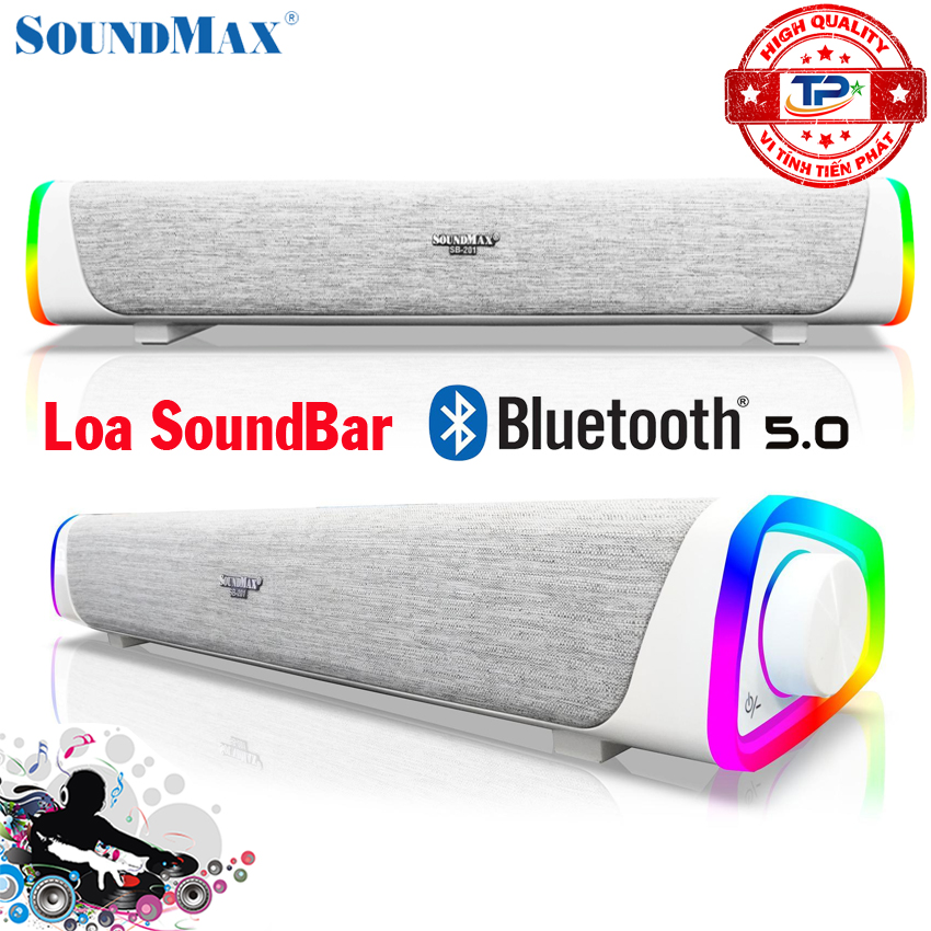 Loa vi tính bluetooth soundmax soundbar sb201 / sb-201 led đa sắc màu sang trọng dùng cho tv, pc, laptop, đt... cực đỉnh