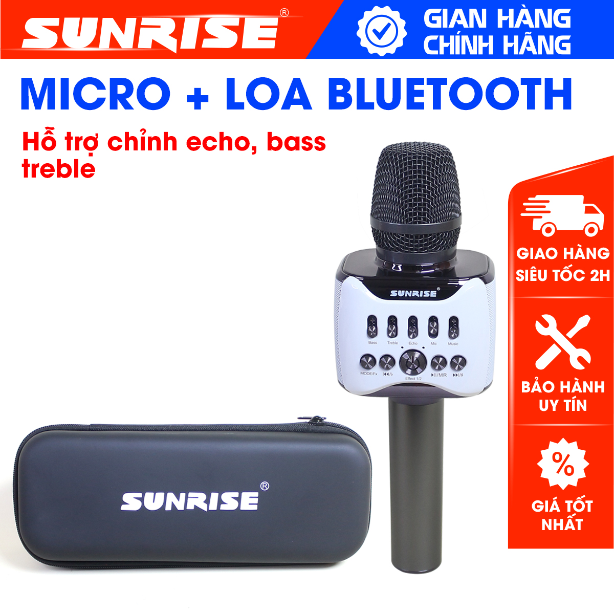 Micro bluetooth kèm loa karaoke chính hãng Sunrise - H53D