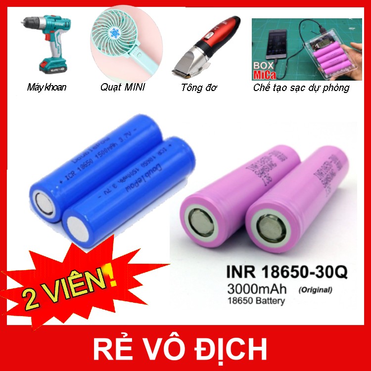 [HCM][Combo 2 viên]Pin sạc 3.7v 4200mAh SIÊU BỀN dùng cho quạt MINIđènMáy Khoan Pin tông đơ cắt tóc Chế tạo pin dự phòng.
