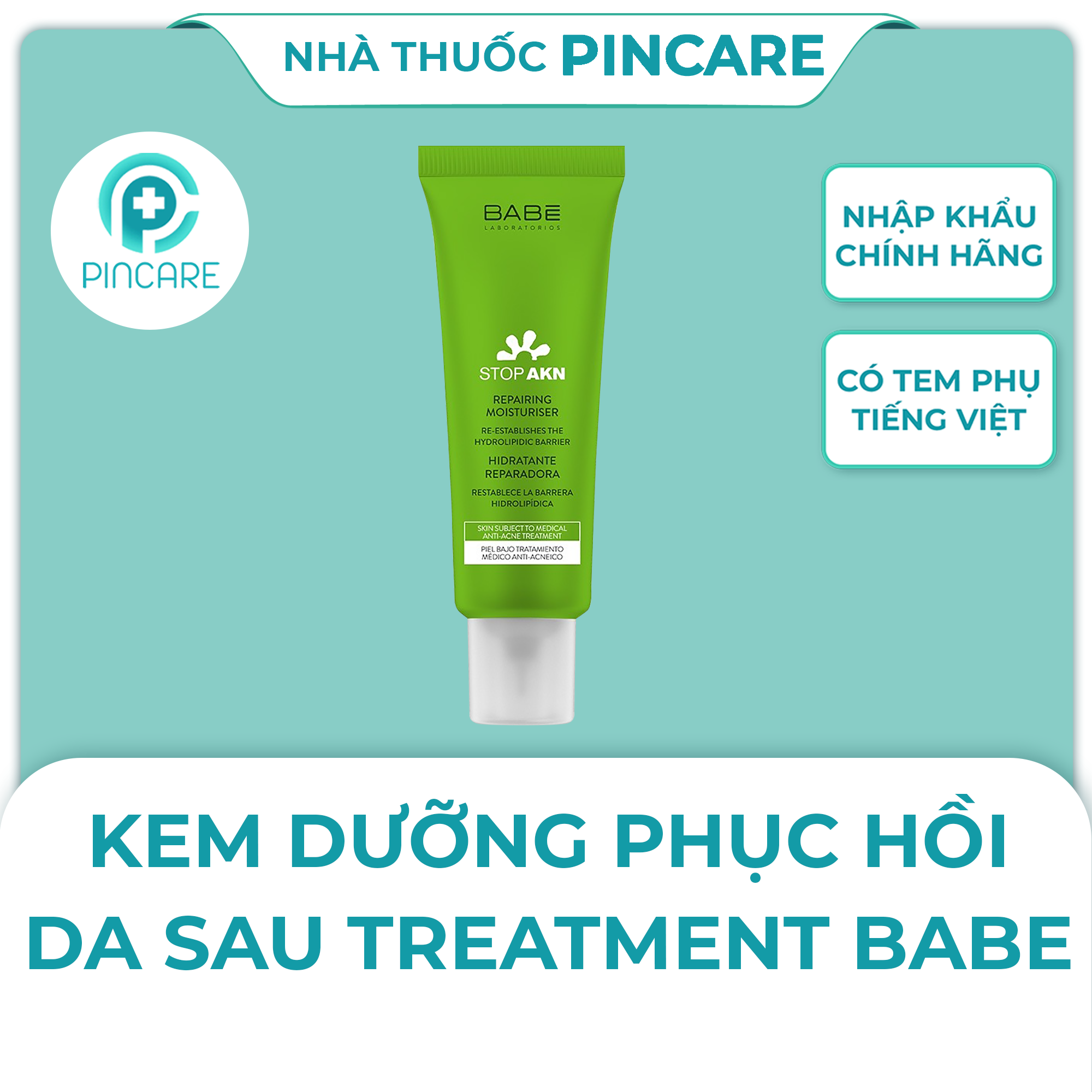 Kem dưỡng phục hồi da sau treatment BABE Stop Akn Repairing Moisturiser